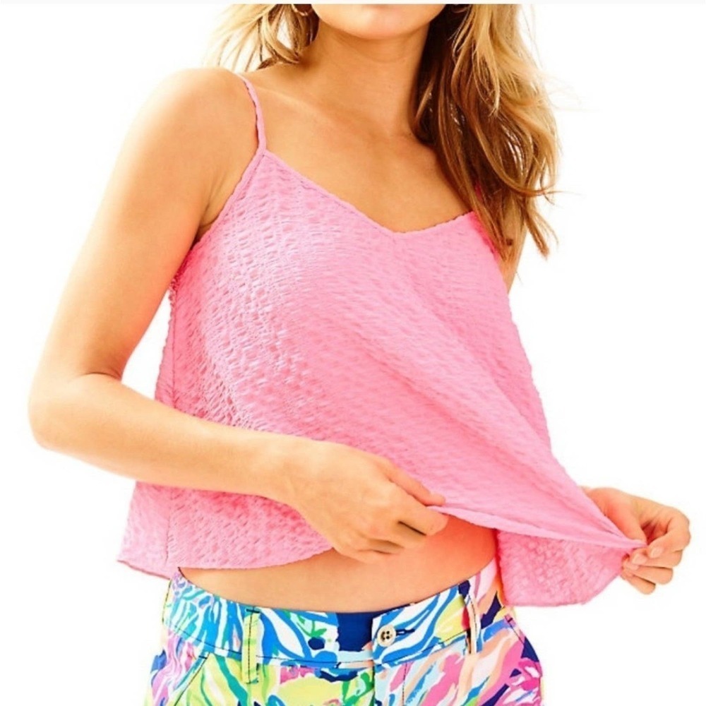 Lilly Pulitzer Pink Textured Spaghetti Strap Tank